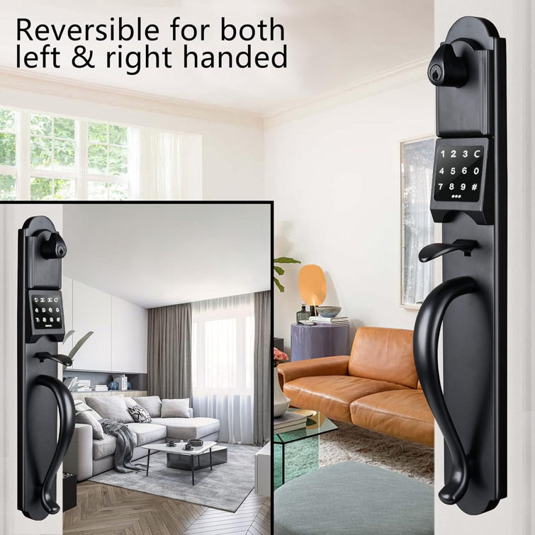 Matte Black Heavy Duty Keypad Deadbolt Handleset for Double Front Door