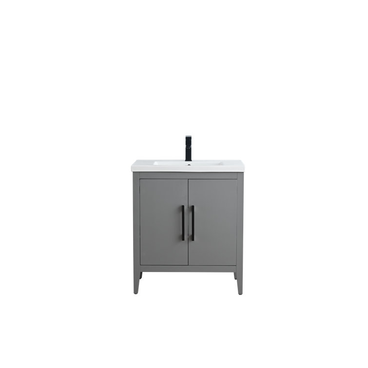 30" Cashmere Gray Single Sink Bathroom Vanity with Ceramic Top