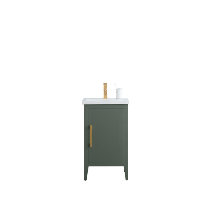 20'' Vintage Green Single Bathroom Vanity with Ceramic Top