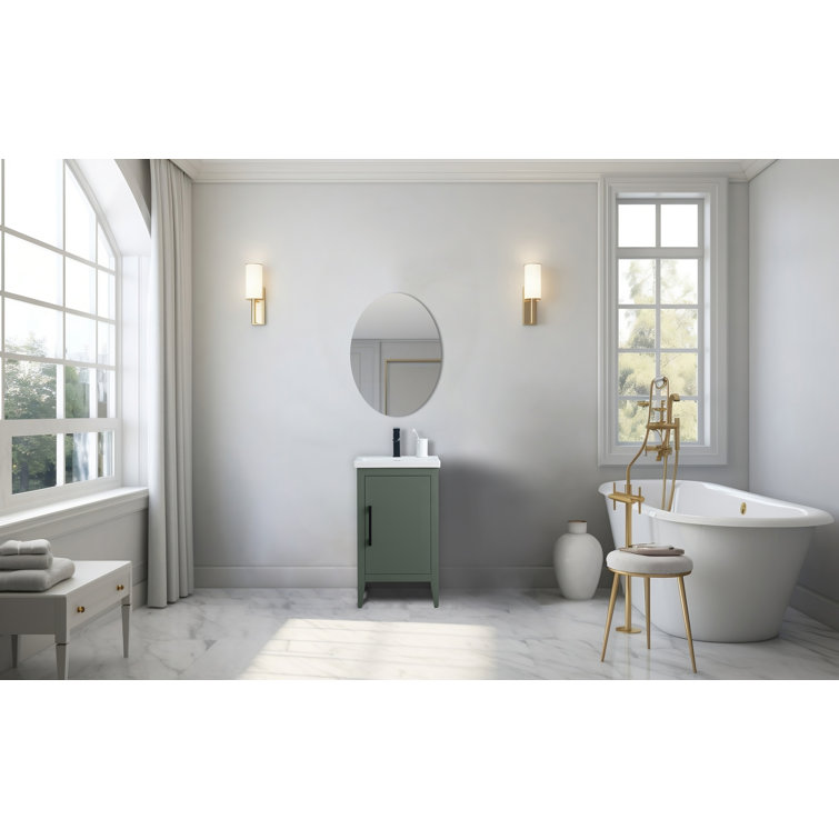 20'' Vintage Green Single Bathroom Vanity with Ceramic Top