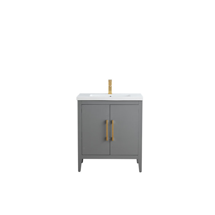 30" Cashmere Gray Single Sink Bathroom Vanity with Ceramic Top