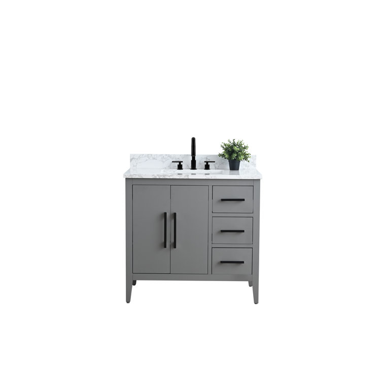 Cashmere Gray 36" Single Sink Bathroom Vanity with Marble Top
