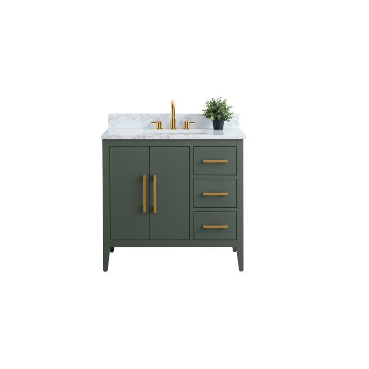 Vintage Green 36" Single Bathroom Vanity with Gold Hardware