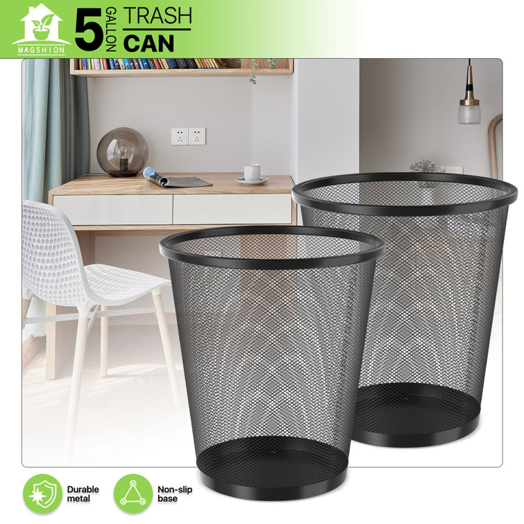 Black Metal Mesh Open-Top Waste Basket Set