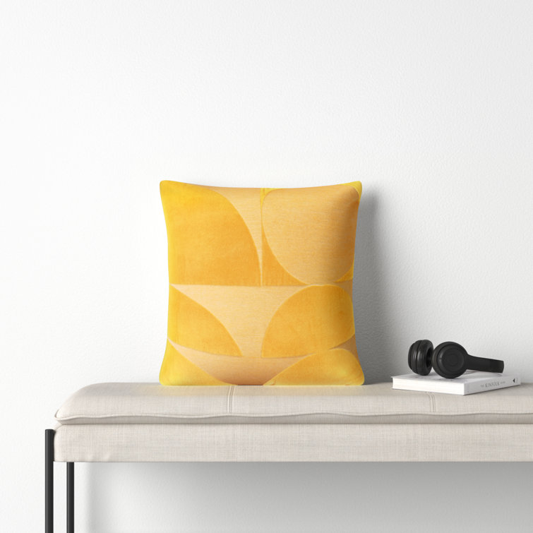 Yellow Embroidered Cotton Square Throw Pillow Set