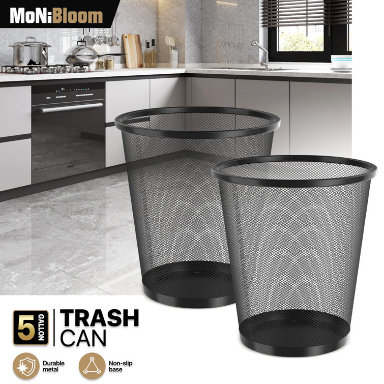 Black Metal Mesh Open-Top Waste Basket Set