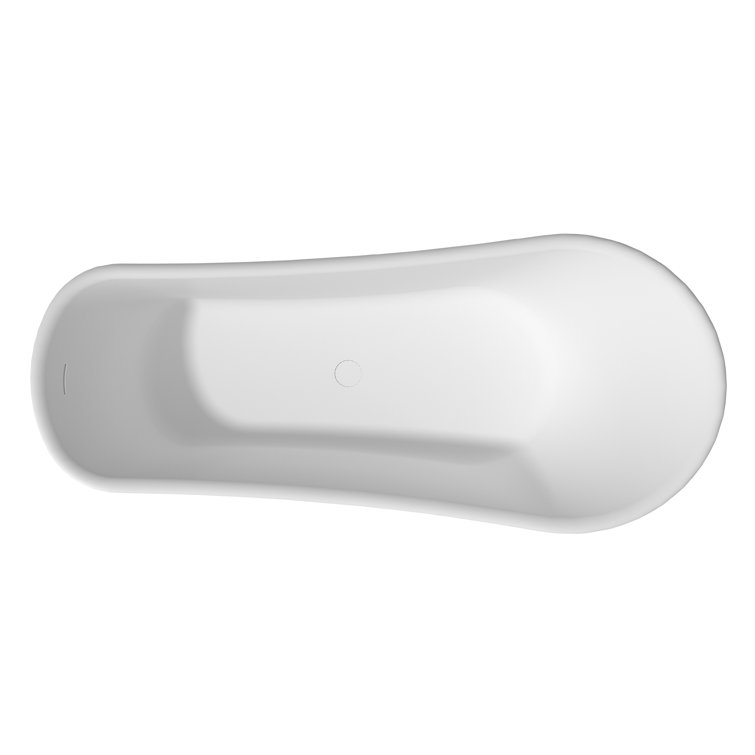 67.72" White Solid Surface Freestanding Soaking Bathtub