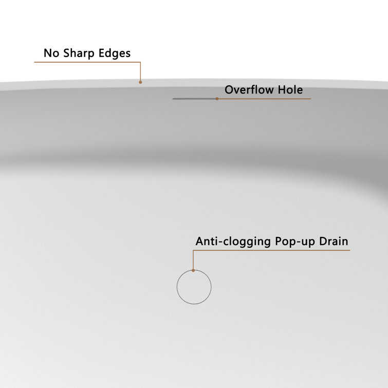 67" White Solid Surface Freestanding Soaking Bathtub