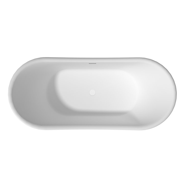 67" Matte White Stone Resin Freestanding Soaking Bathtub