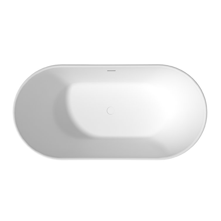 65'' White Solid Surface Freestanding Soaking Bathtub