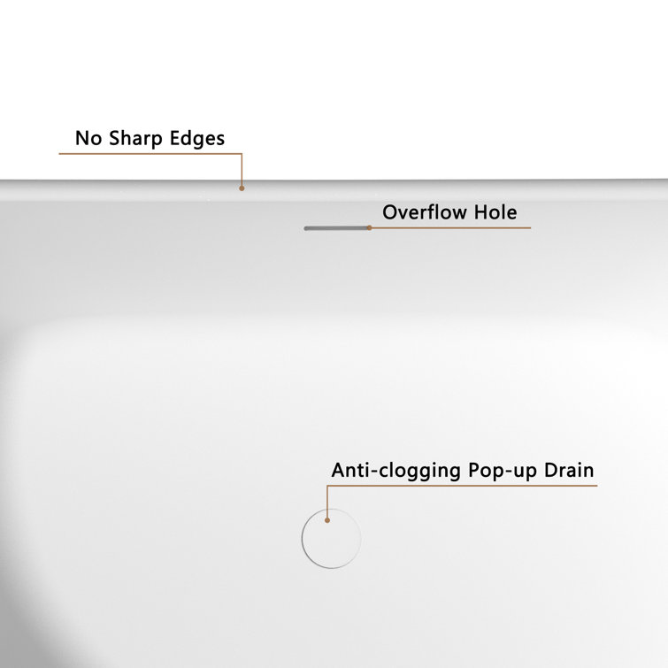 65'' White Solid Surface Freestanding Soaking Bathtub