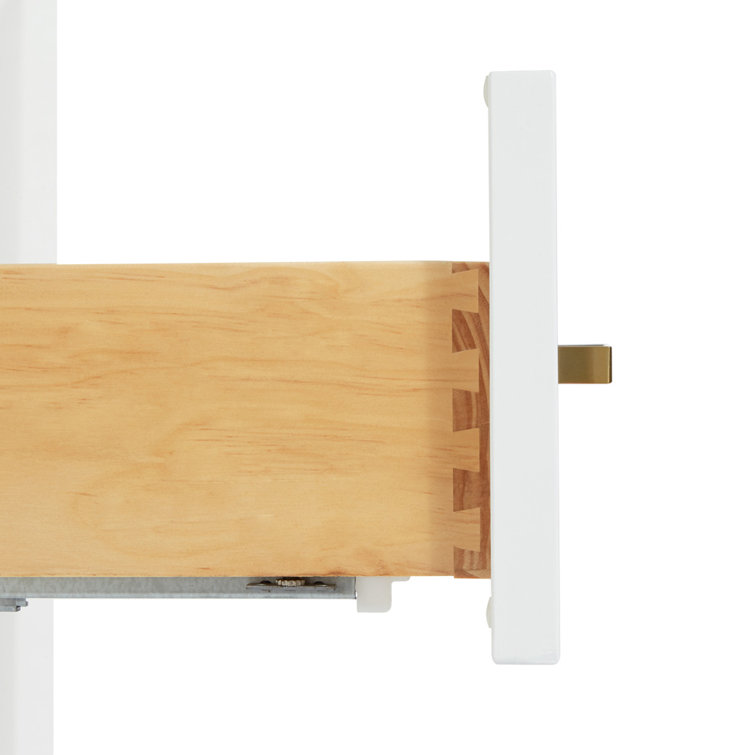 White Quartz Top Single Sink Bathroom Vanity with Brass Hardware
