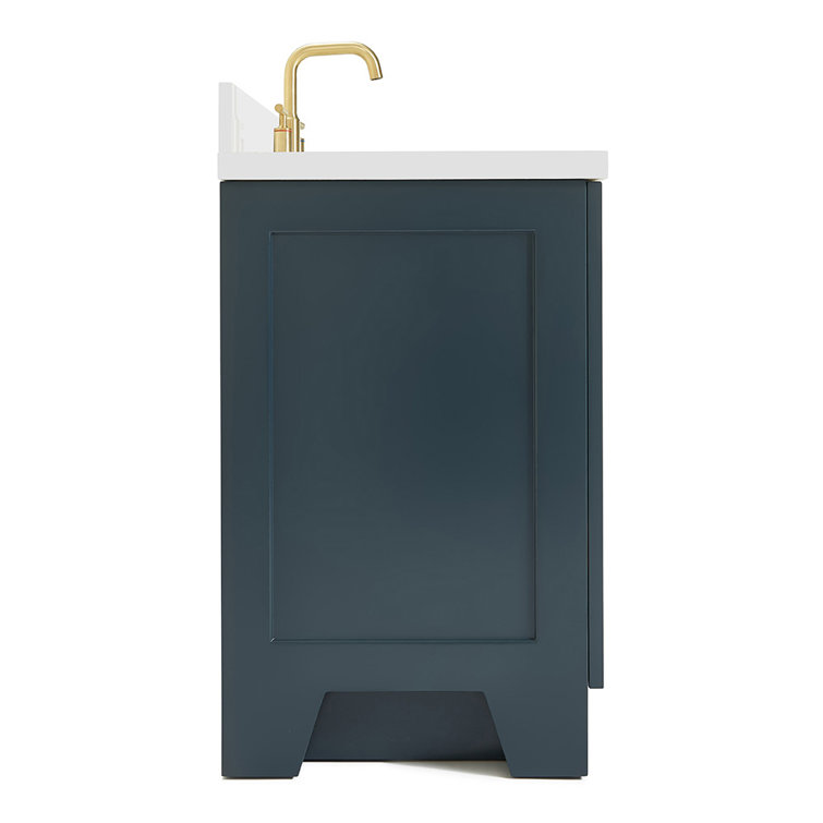 Midnight Blue 37" Single Bathroom Vanity with White Quartz Top
