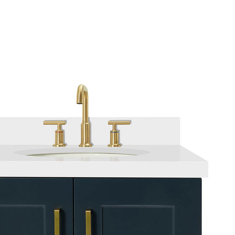 Midnight Blue 37" Single Bathroom Vanity with White Quartz Top
