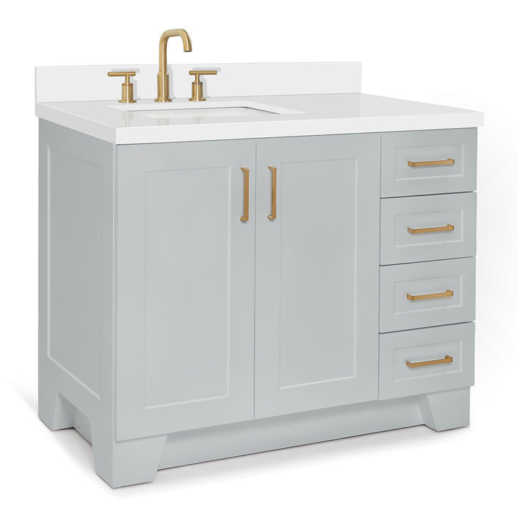 Taylor 43-inch White Quartz Top Gray Single Sink Vanity