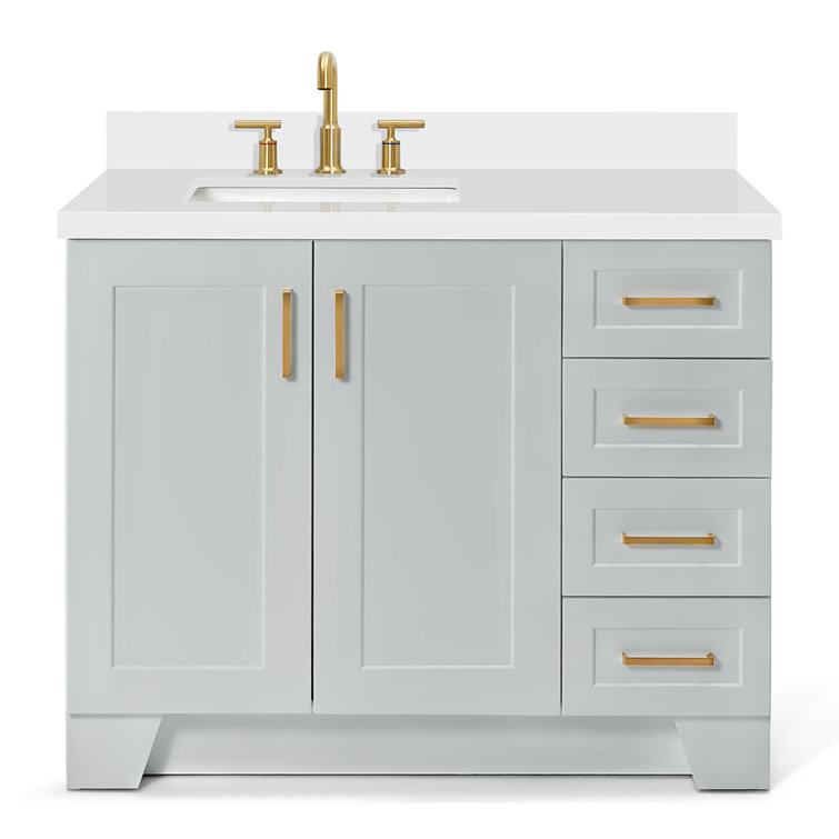 Taylor 43-inch White Quartz Top Gray Single Sink Vanity