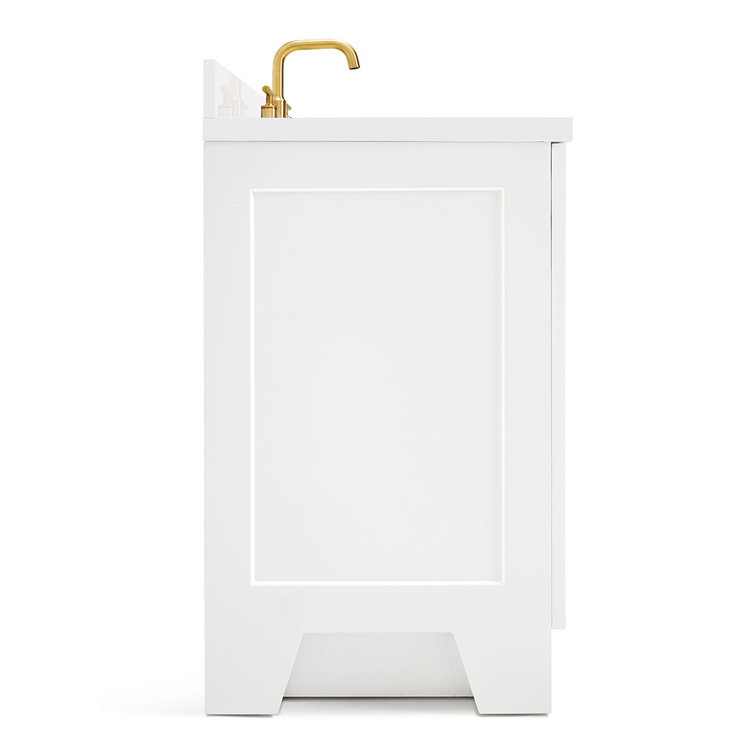 Taylor 43" White Quartz Single Sink Bathroom Vanity with Brass Hardware