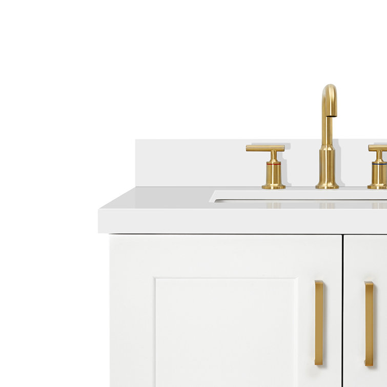 Taylor 43" White Quartz Single Sink Bathroom Vanity with Brass Hardware