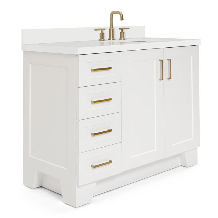 Taylor 43" White Freestanding Bathroom Vanity with Quartz Top