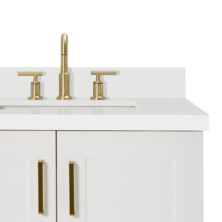 Taylor 43" White Freestanding Bathroom Vanity with Quartz Top
