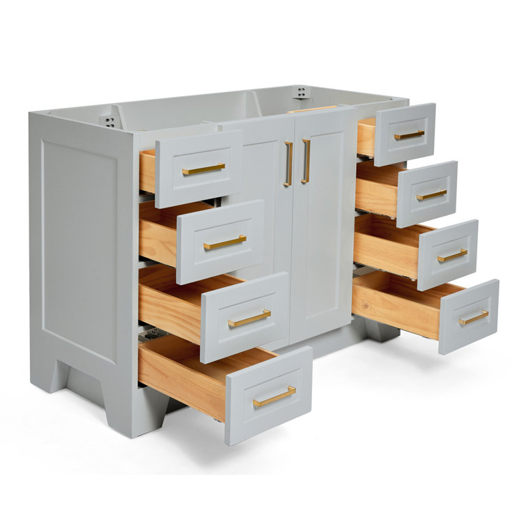 Taylor 48'' Gray Freestanding Bathroom Vanity with Brass Hardware