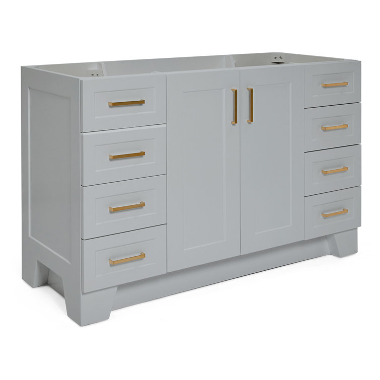 Taylor 54'' Gray Freestanding Single Bathroom Vanity Base with Brass Hardware
