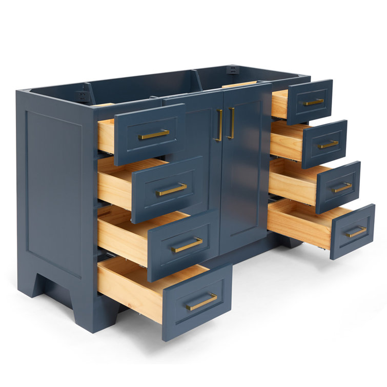 Taylor 54" Midnight Blue Freestanding Vanity with Brass Hardware