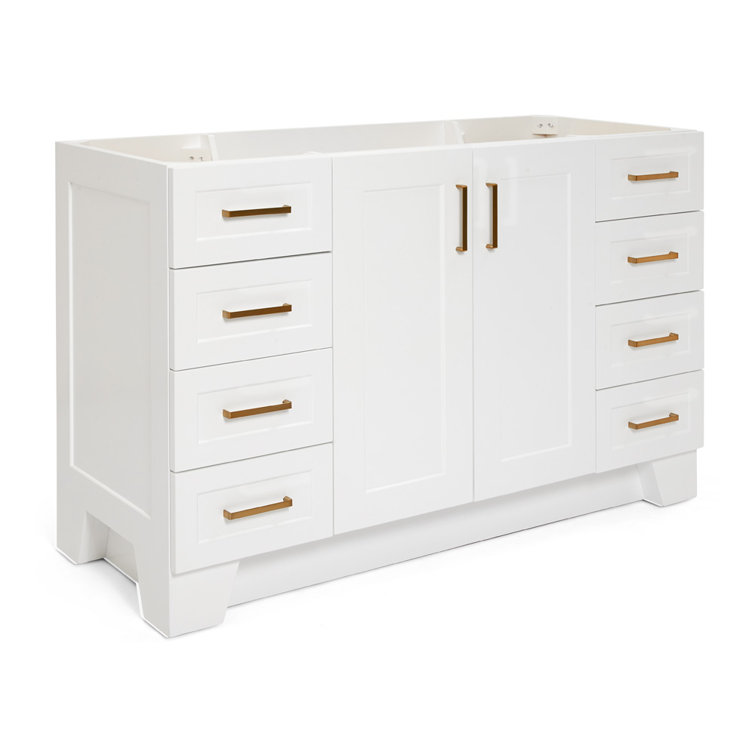 Taylor 54'' White Freestanding Single Vanity with Brass Hardware