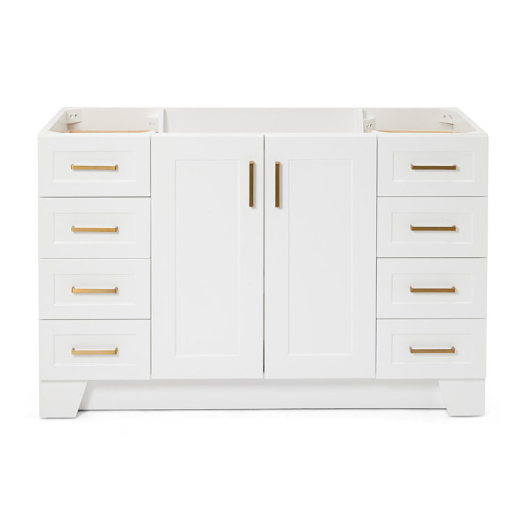 Taylor 54'' White Freestanding Single Vanity with Brass Hardware