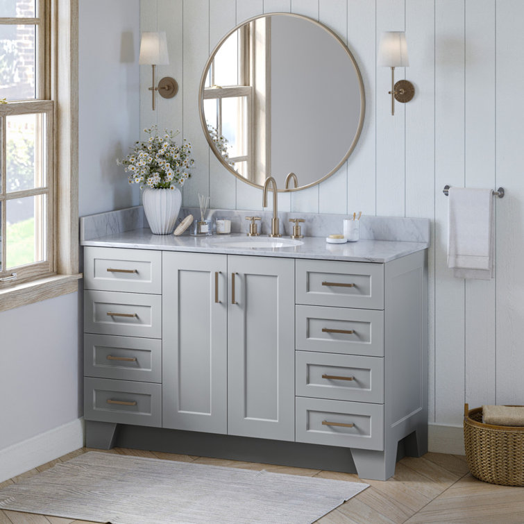 Taylor 54'' Gray Freestanding Single Bathroom Vanity Base with Brass Hardware