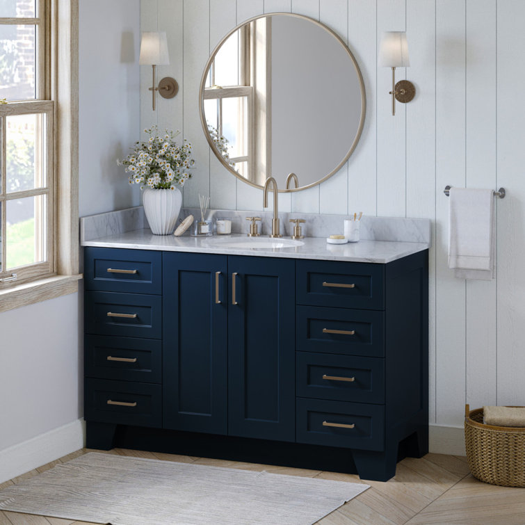 Taylor 54" Midnight Blue Freestanding Vanity with Brass Hardware