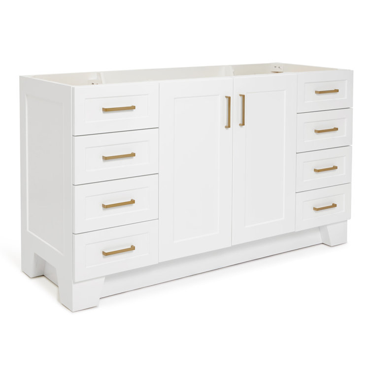 Taylor 60'' White Freestanding Single Vanity with Brass Hardware