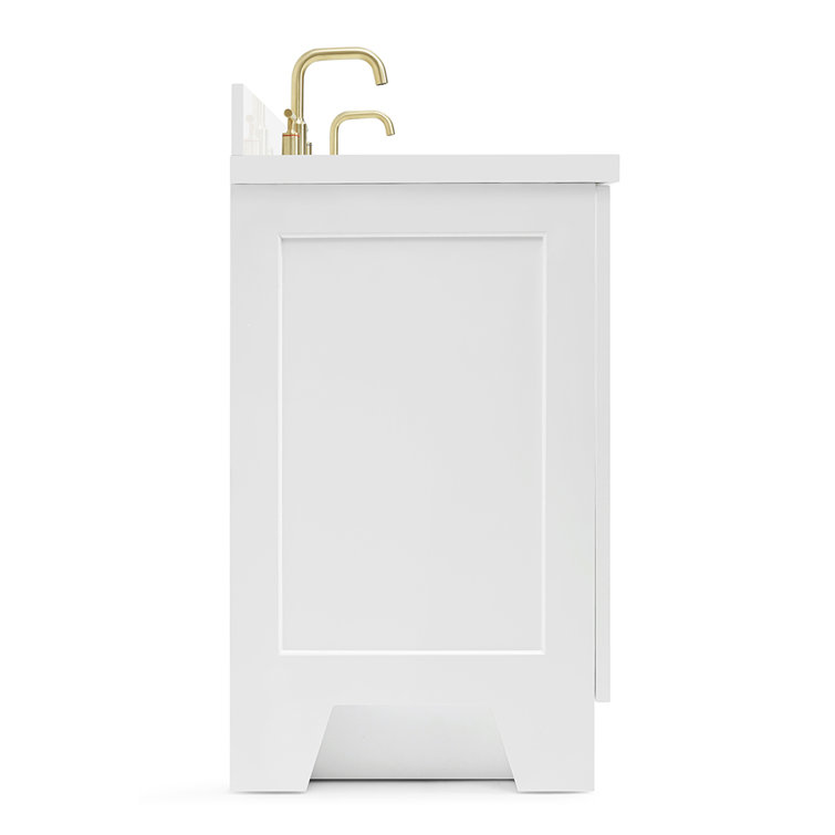 White Double Freestanding Bathroom Vanity with Quartz Top