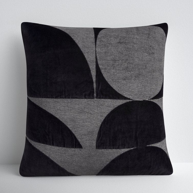 Dark Gray Embroidered Cotton Square Throw Pillow Set