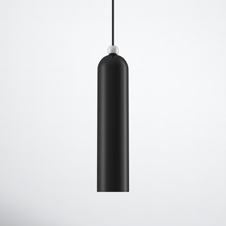 Shiny Black Metal Cylinder Pendant Light