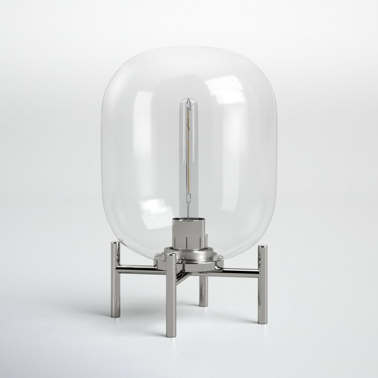 Edison Silver Nickel Finish Globe Glass Table Lamp