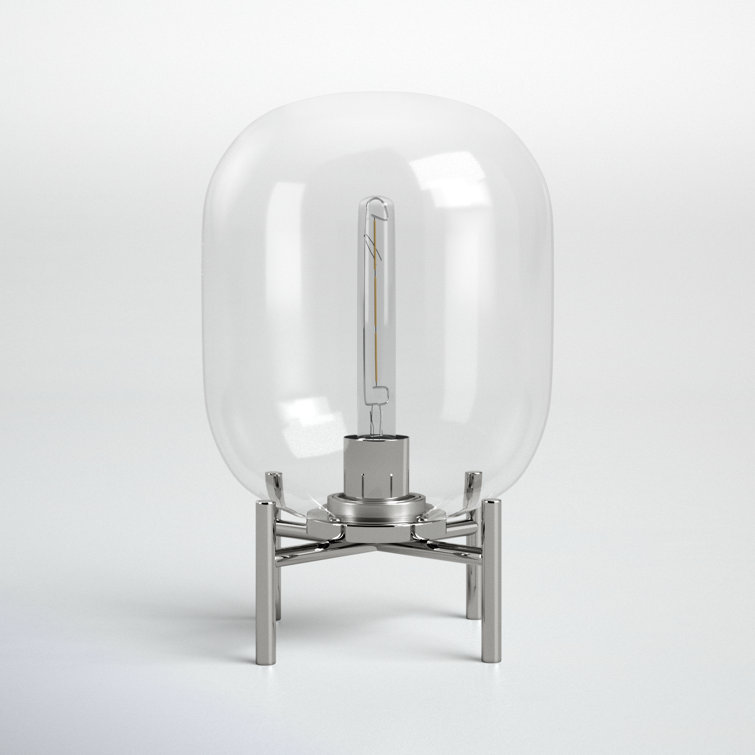 Edison Silver Nickel Finish Globe Glass Table Lamp