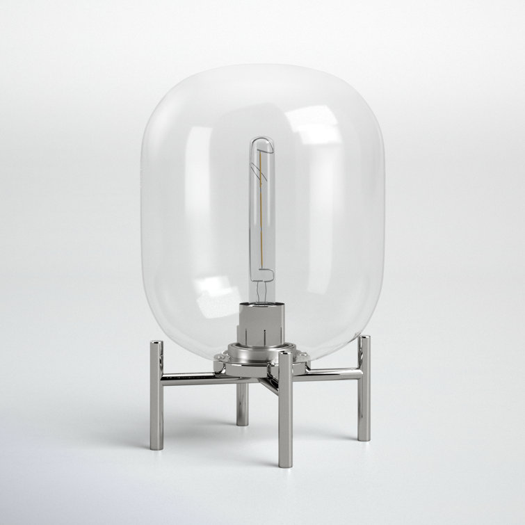 Edison Silver Nickel Finish Globe Glass Table Lamp