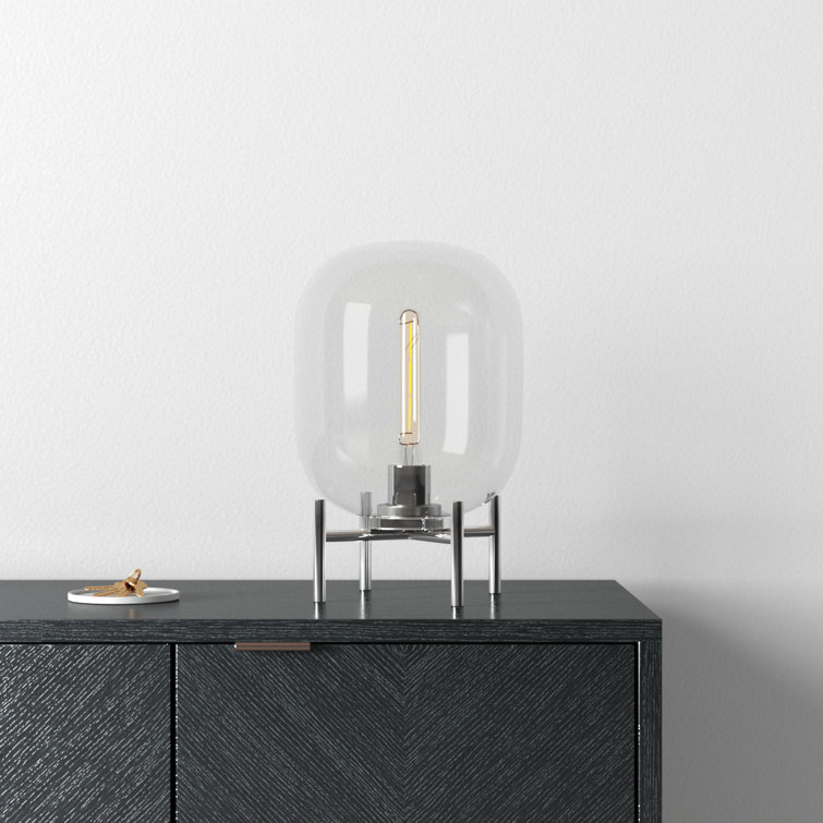Edison Silver Nickel Finish Globe Glass Table Lamp