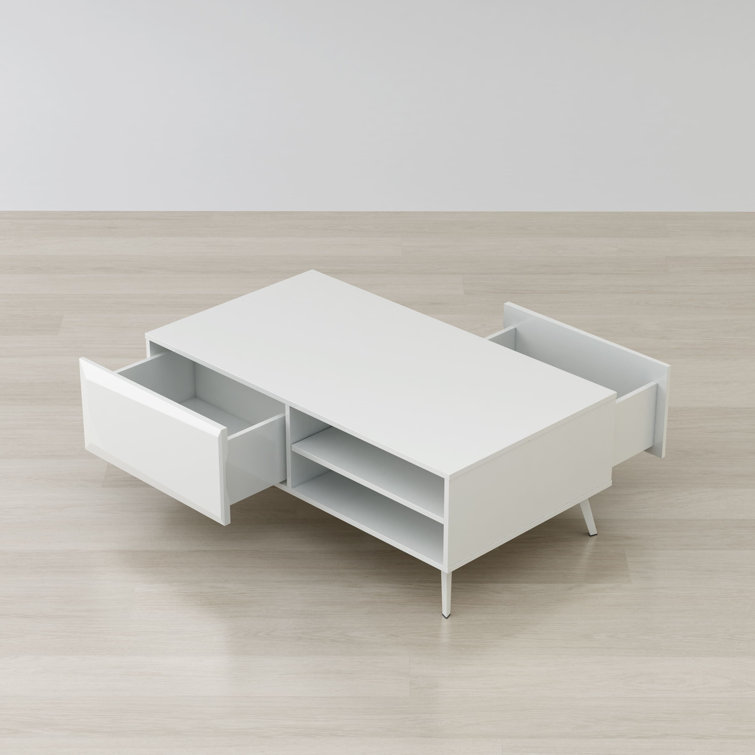 White Gloss Rectangular Coffee Table with Storage