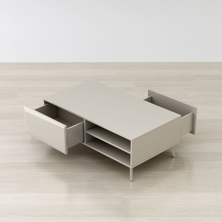 Altus 43" Gray Gloss Wood Coffee Table with Storage