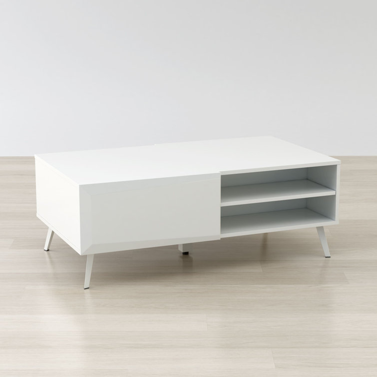 White Gloss Rectangular Coffee Table with Storage