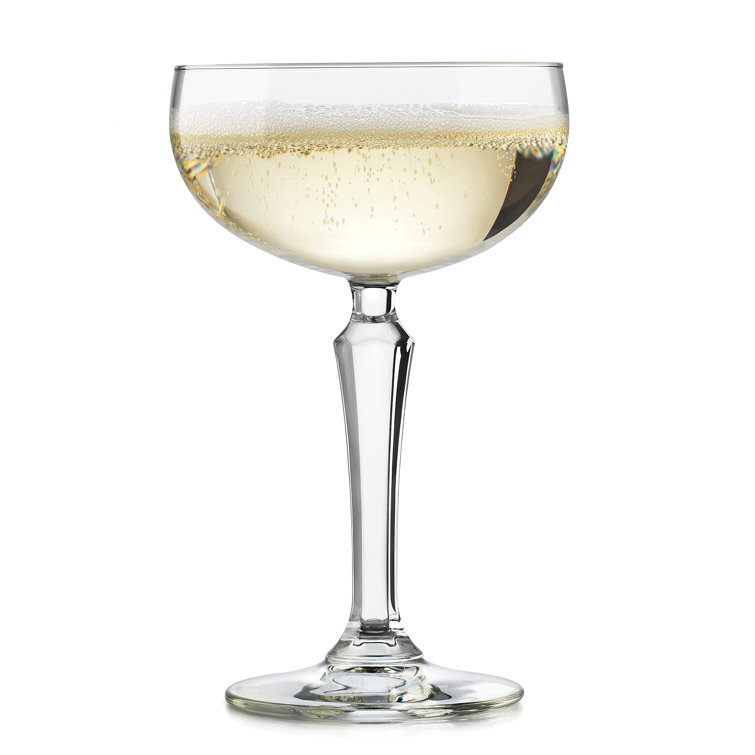 Vintage Diamond-Cut Coupe Cocktail Glass Set, Clear Glass, 8.6 oz, Set of 4
