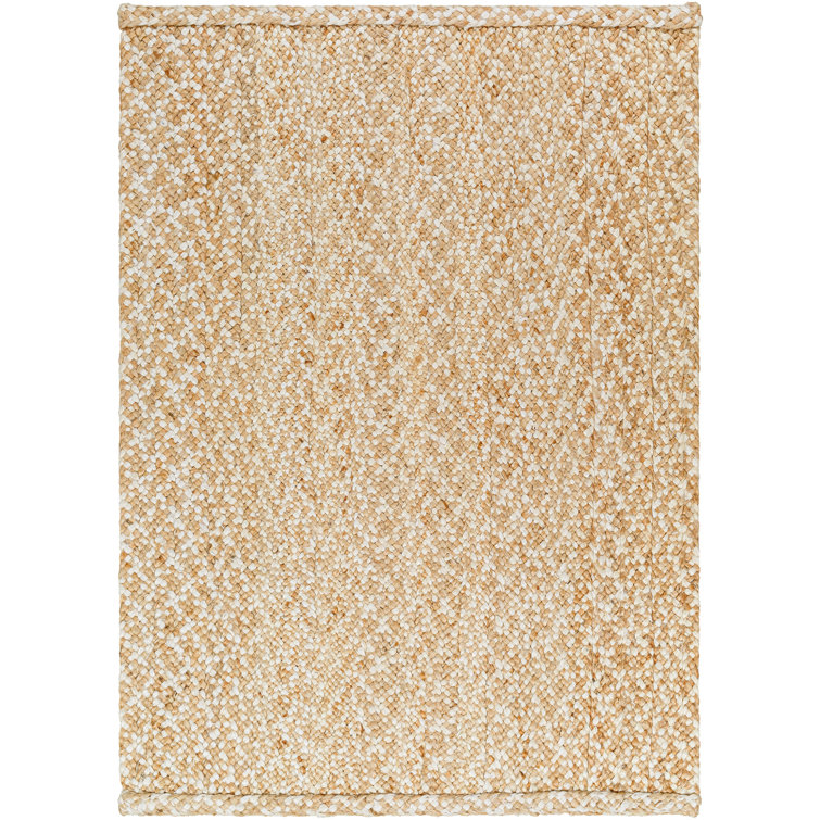 Handmade Beige and Off-White Jute Rectangular Rug 5' x 7'