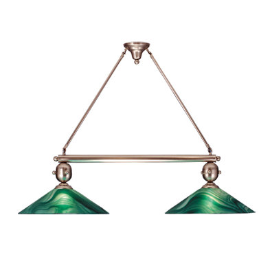 Contemporary Brushed Nickel 2-Light Kitchen Island Pendant with Mint Green and Sugar White Glass Shades