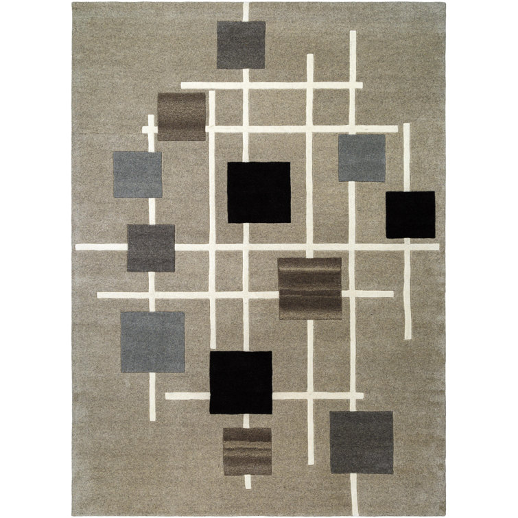Handmade Black and Gray Wool Tufted Runner Rug