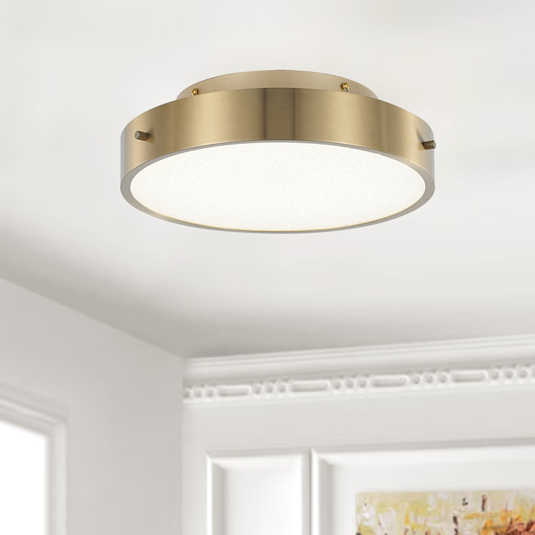 Bethel 12" Square Brass LED Flush Mount with Beaded Acrylic Diffuser