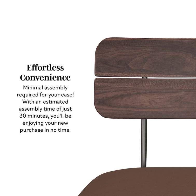 Brown Leather and Wood Swivel Counter Stool with Metal Frame