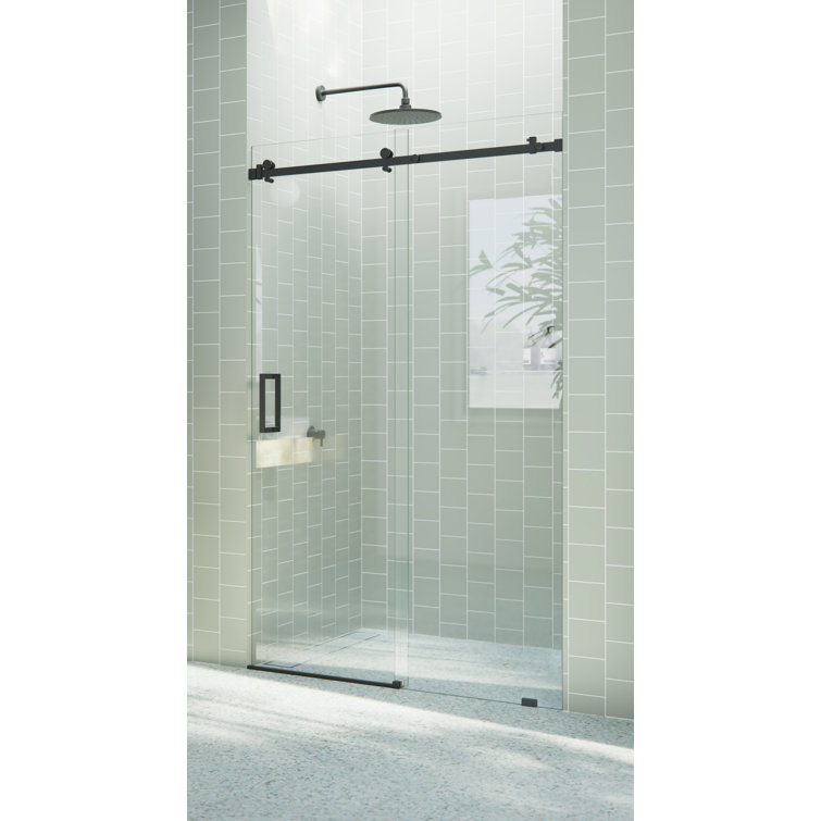 Astro 48" Frameless Glass Sliding Shower Door with Matte Black Hardware