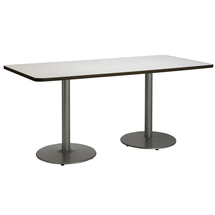 72" Crisp Linen Top Round Silver Base Dining Table